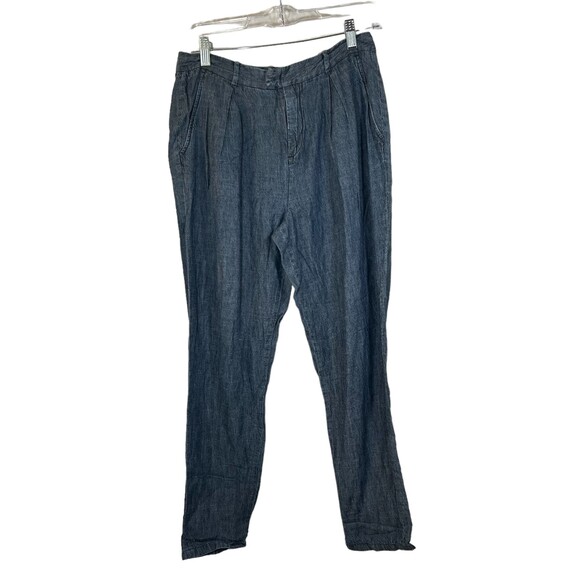 Armani Exchange Linen and Tencel Blend Pleat Front Straight Flowy Pant Women's 4 - Picture 1 of 5